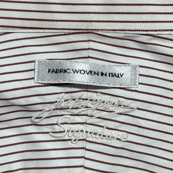 Jack Lipson Signature Shirt Long Sleeve White Striped Woven in Italy Mens 17L - Picture 7 of 13